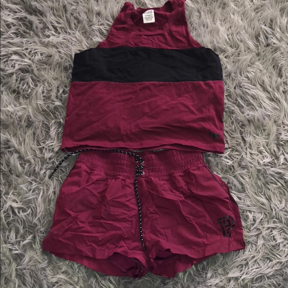 Burgundy and Black Pink outfit